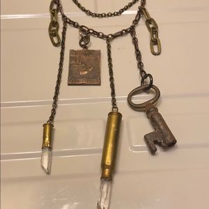vintage inspired handmade brass\crystal necklace